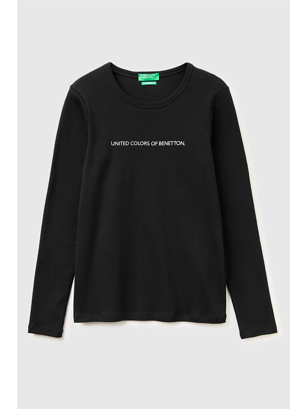 Kadın Siyah %100 Pamuk Regular Fit Ribanalı Uzun Kollu T-shirt