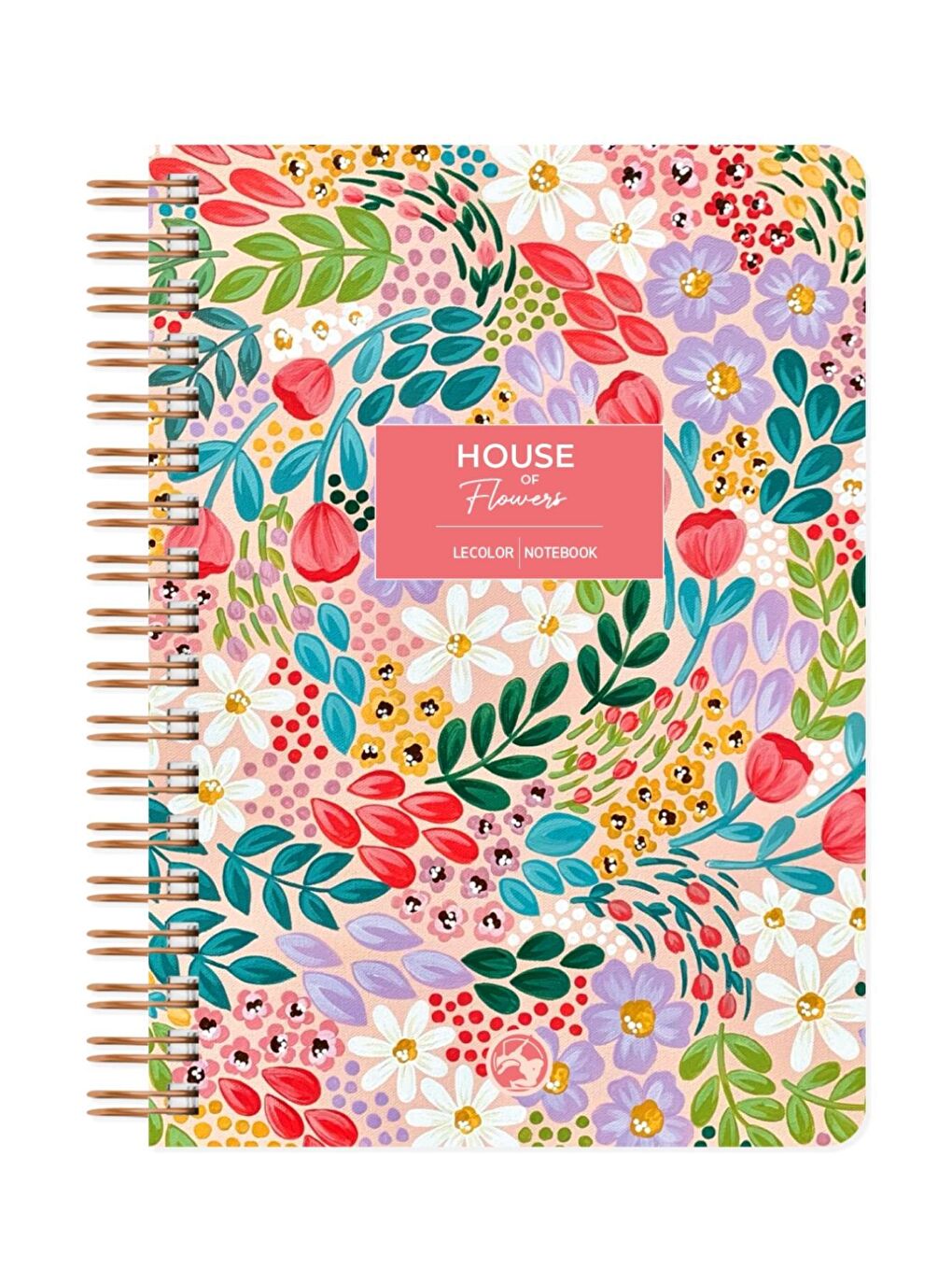 LE COLOR Karışık Botanical Spiralli Defter Kareli Kırmızı 17x24 cm