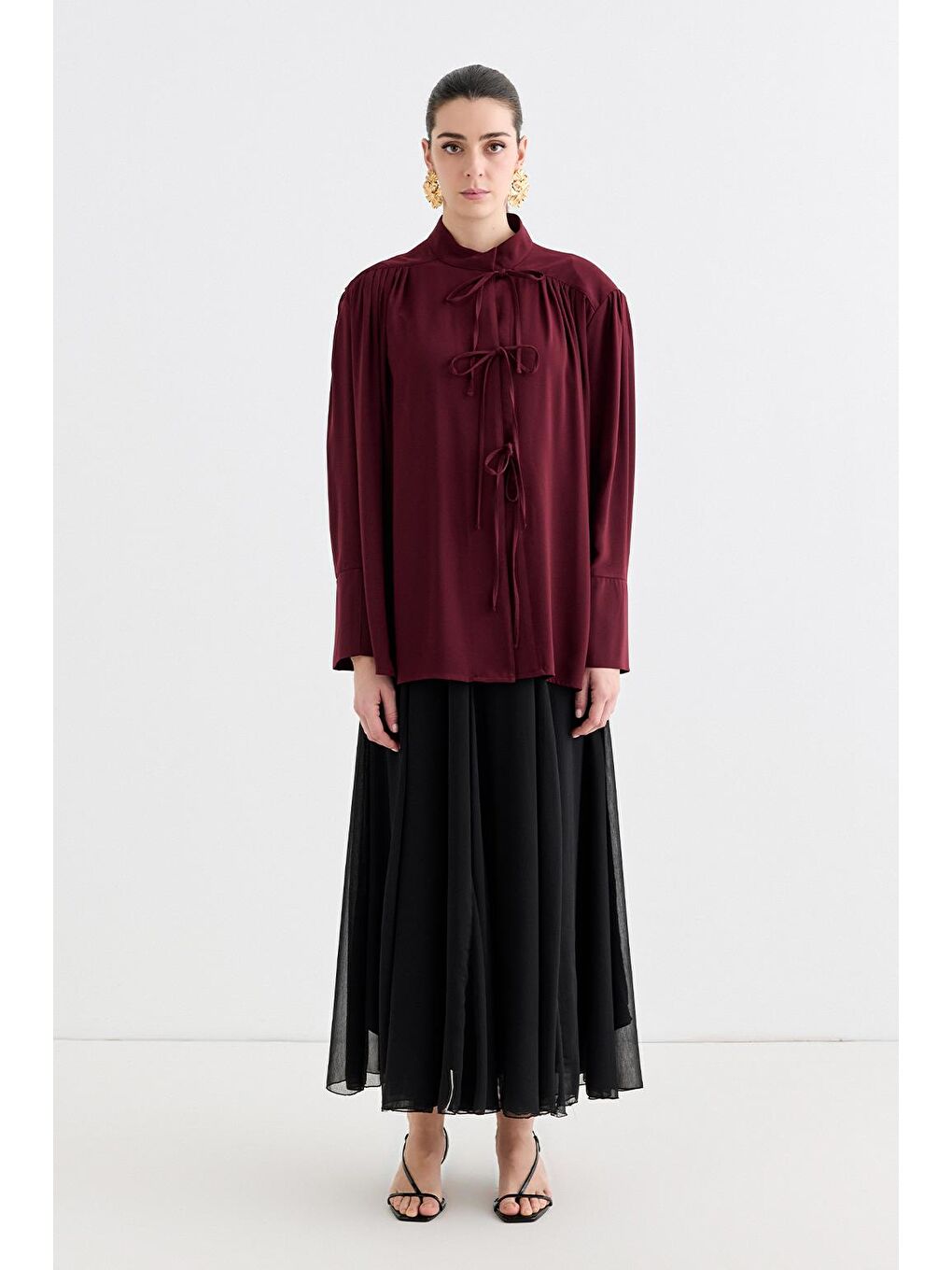 Valen Vatkalı Gömlek Ceket Bordo-1