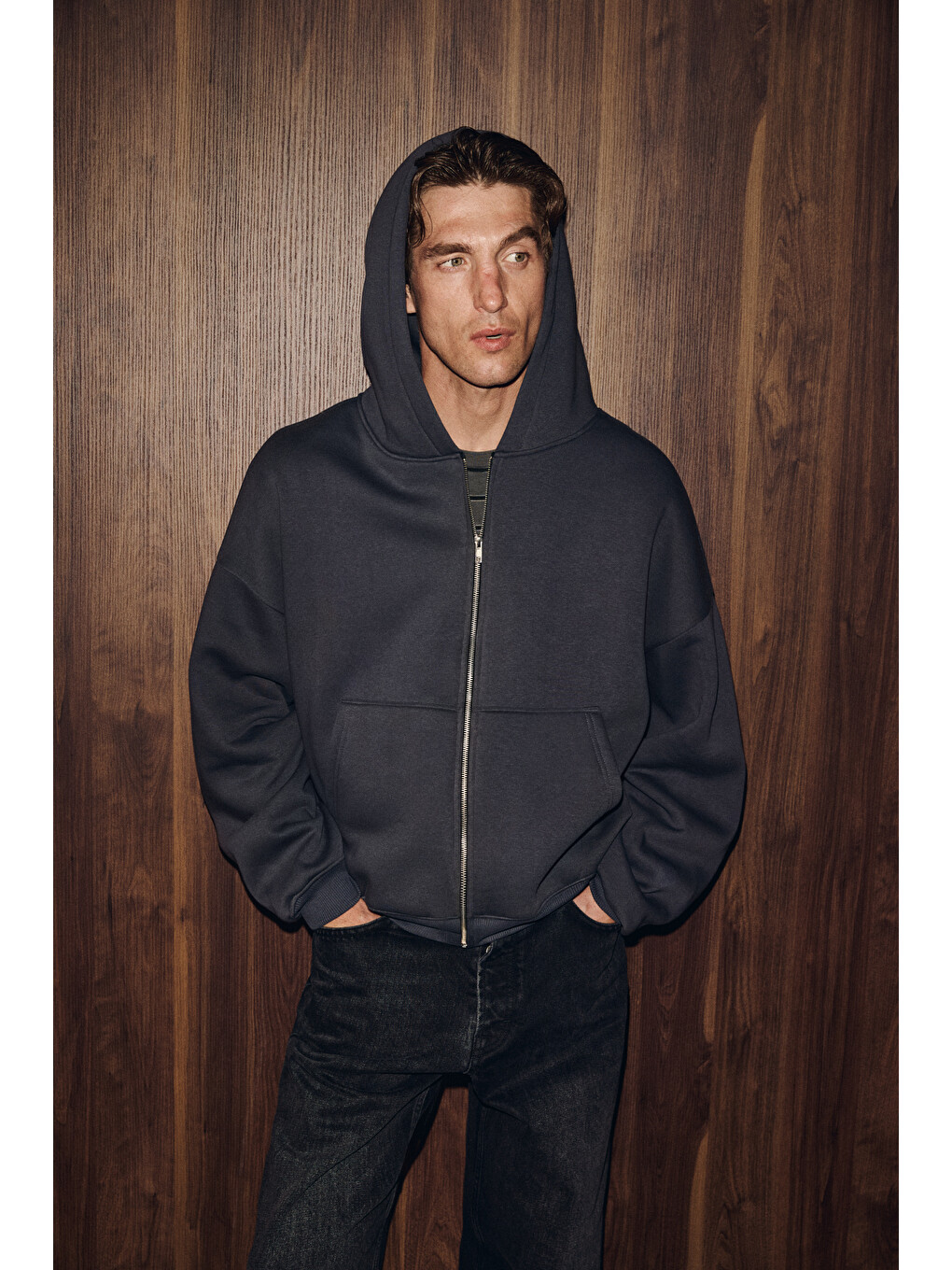 Songulo Erkek Fermuarlı Kapüşonlu Gri Sweatshirt-1