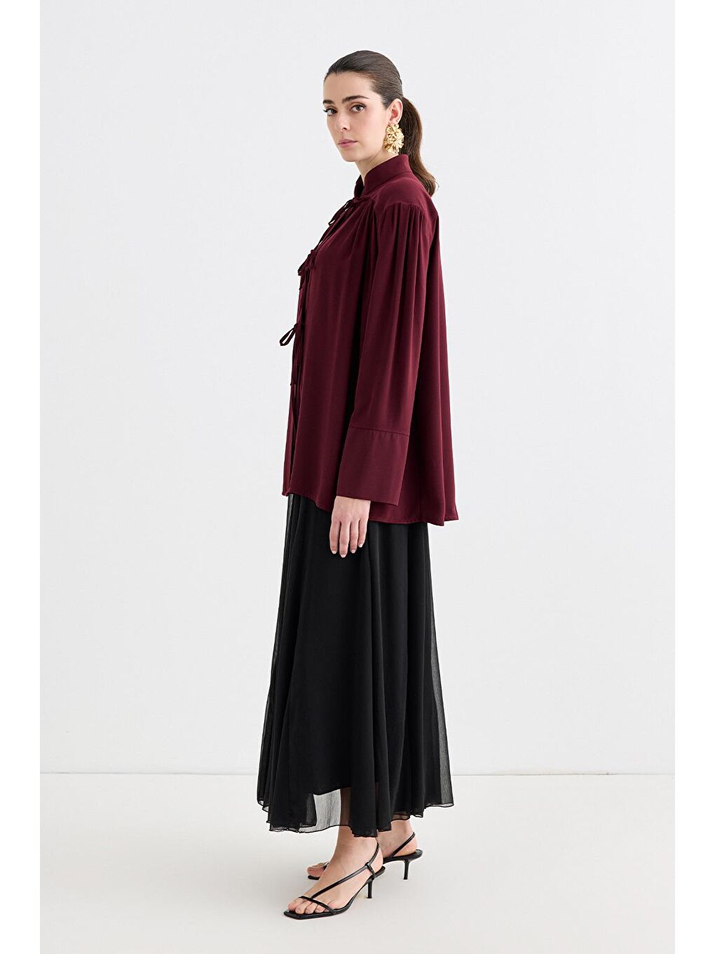 Valen Vatkalı Gömlek Ceket Bordo-3