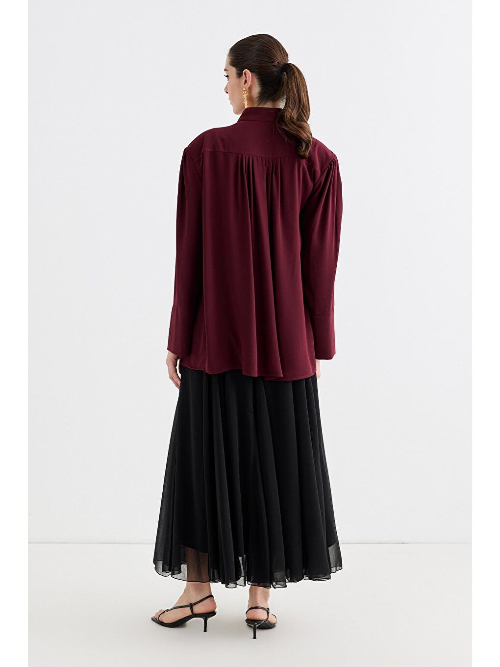 Valen Vatkalı Gömlek Ceket Bordo-5