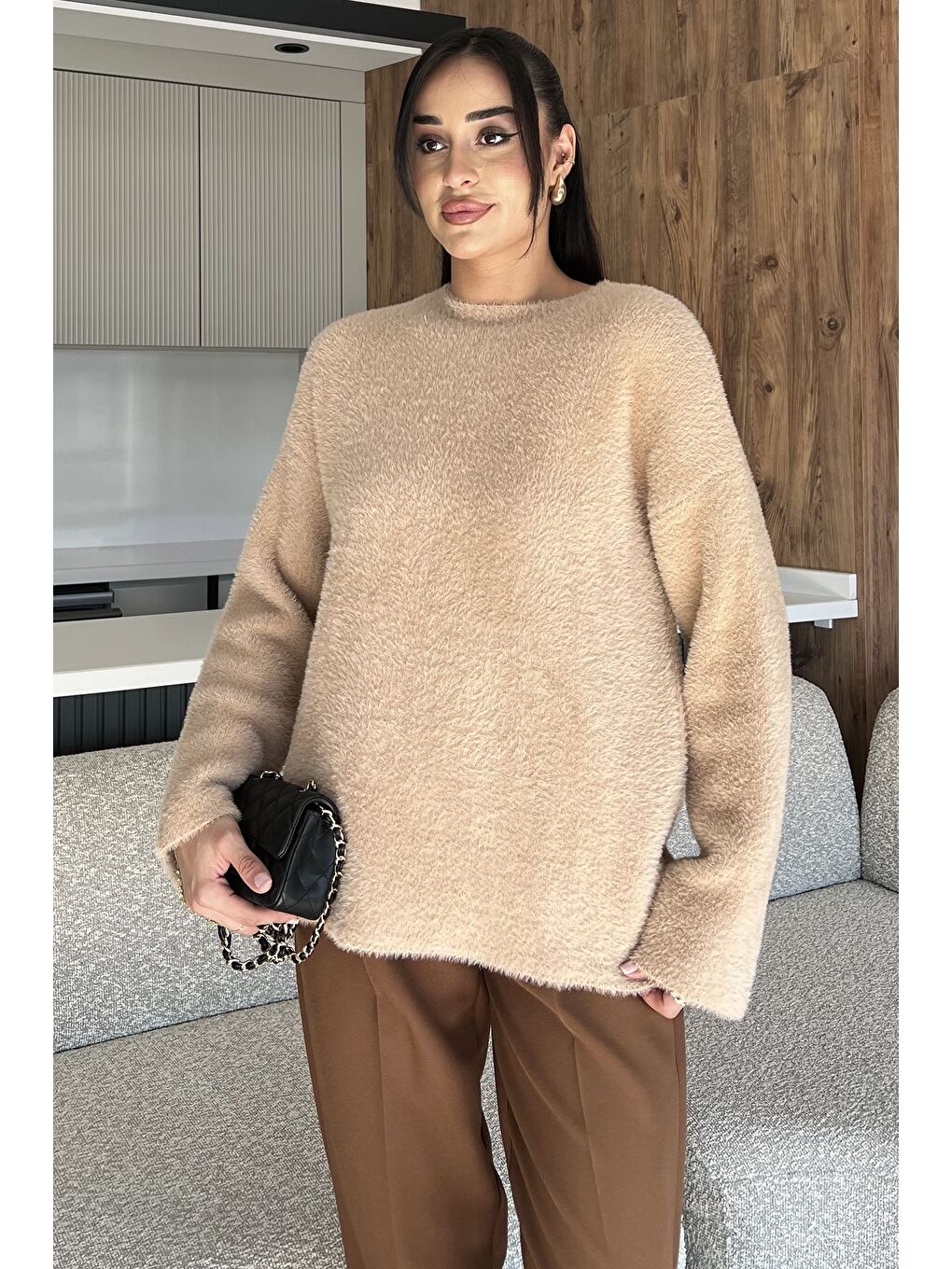 Bej Salaş Sakallı Triko Kazak (s,m,l,xl Uyumludur)