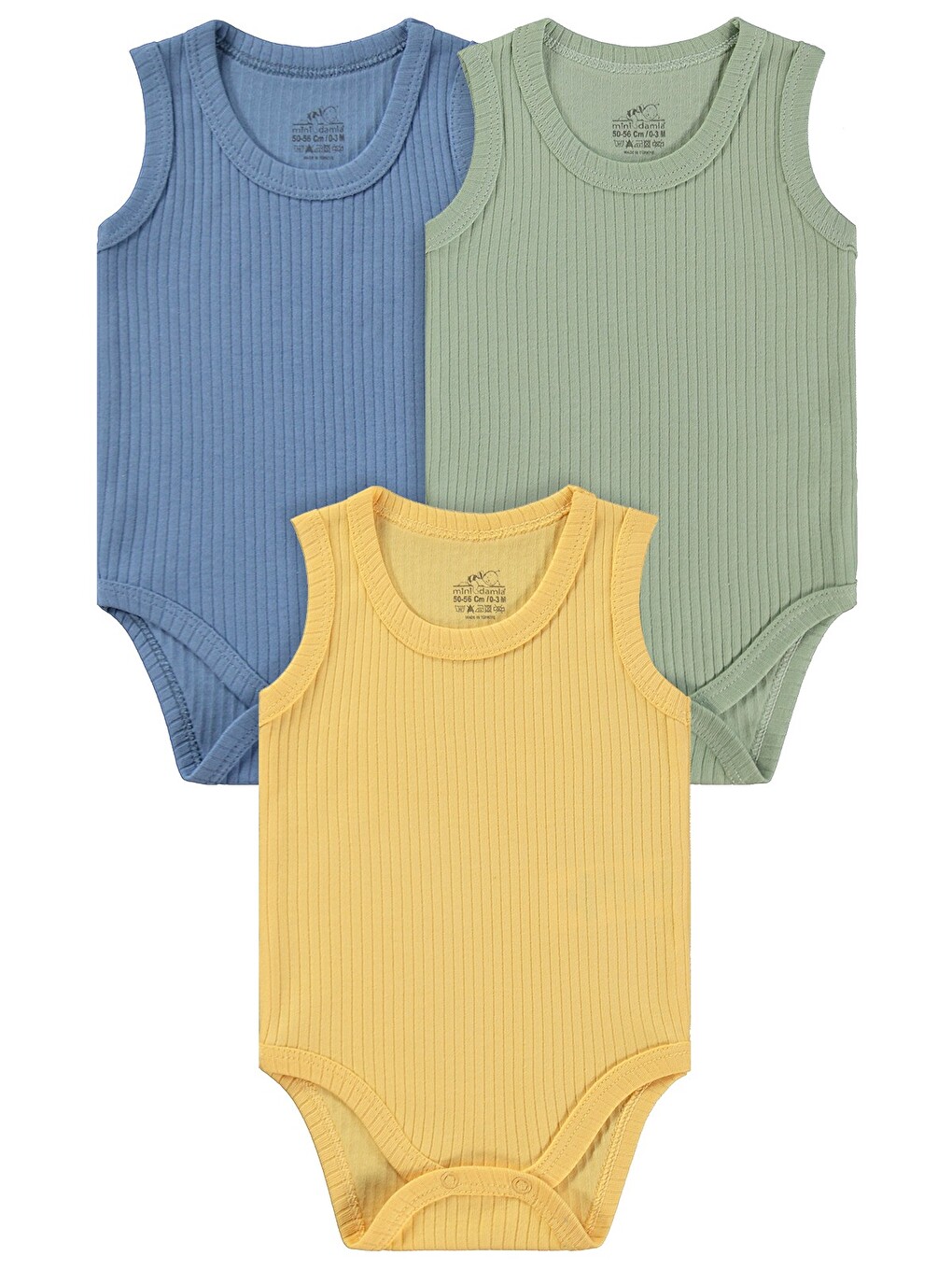 Askılı Basic 3'lü Set 1-18 Ay Çıtçıtlı Badi - Mavi
