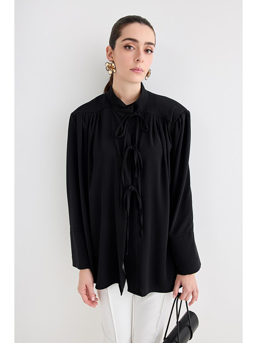 Valen Vatkalı Gömlek Ceket Siyah