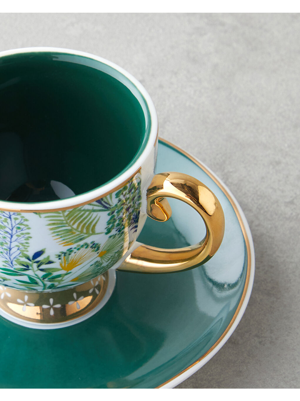 Leafora New Bone China 4 Parça 2 Kişilik Kahve Fincan Takımı 100 ml Yeşil-Mavi-4