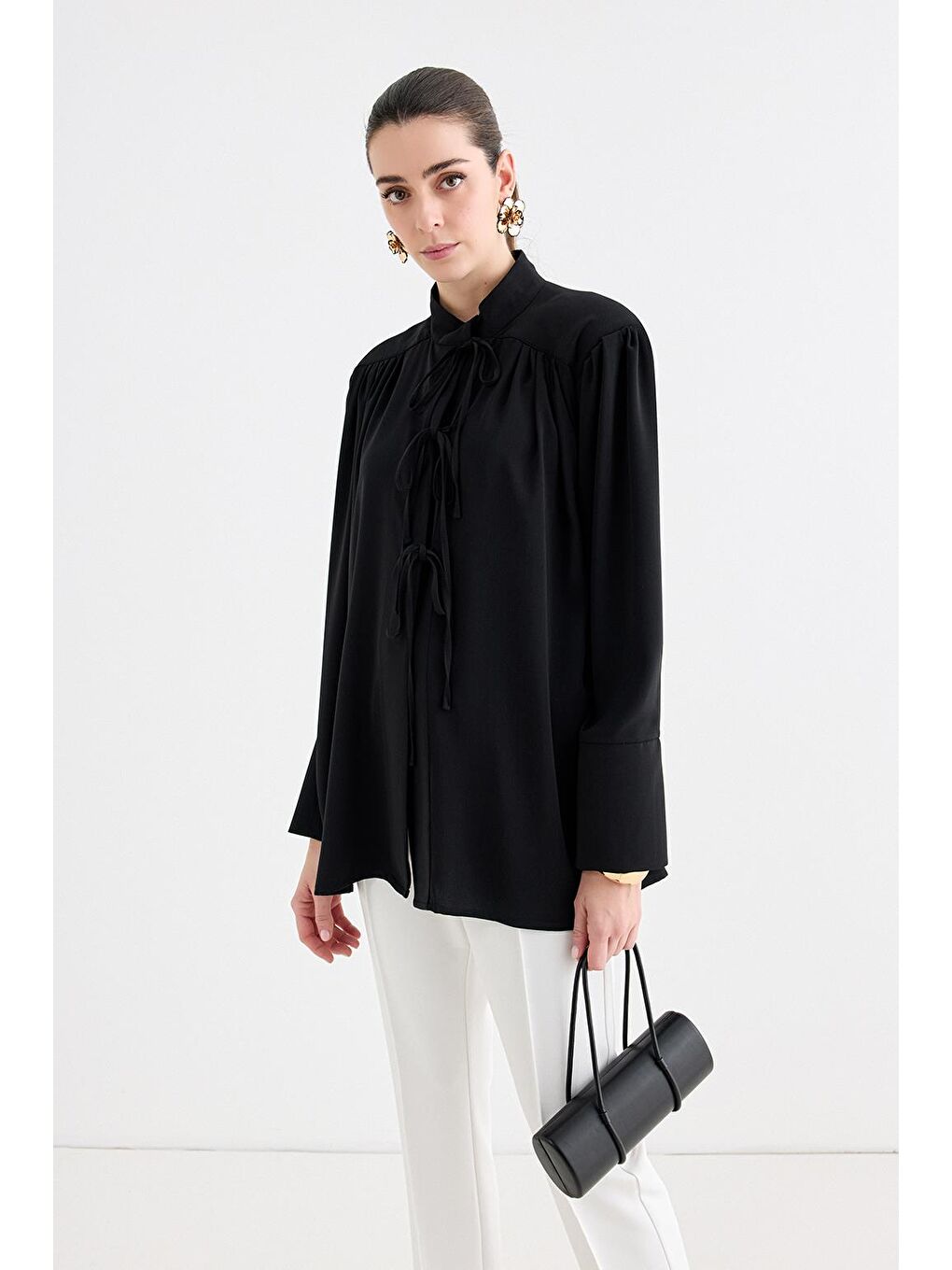 Valen Vatkalı Gömlek Ceket Siyah-1