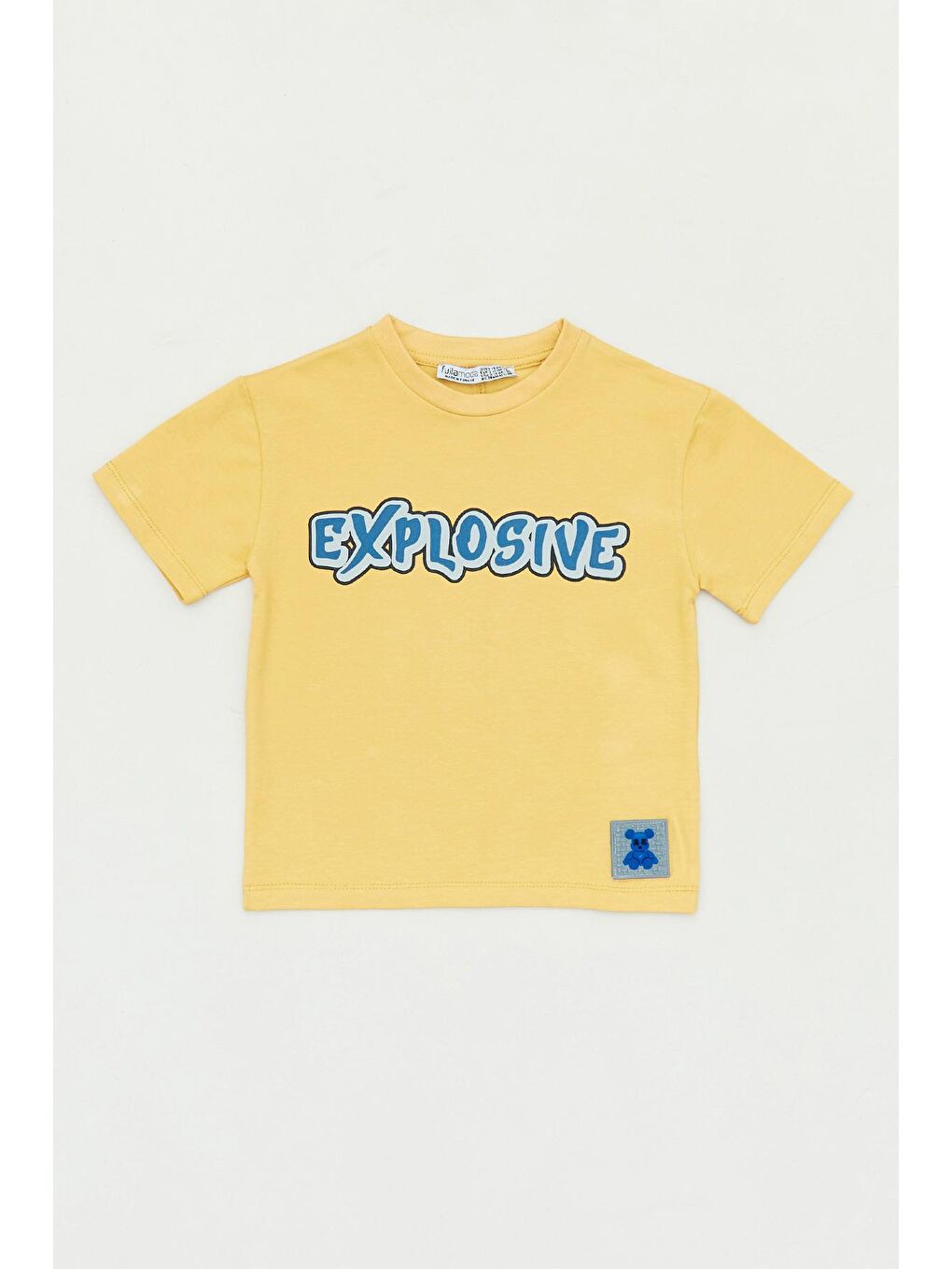 Sarı Baskılı Bisiklet Yaka Erkek Çocuk Tişört