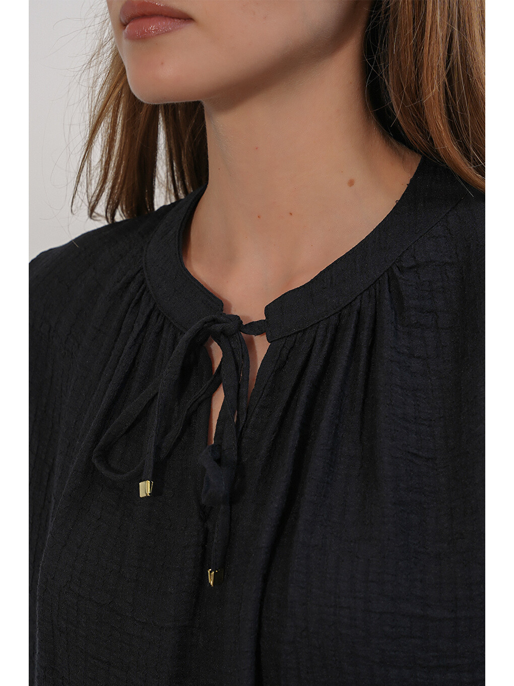 Kadın Nakışlı Oversize Bluz 1000 - Siyah-3