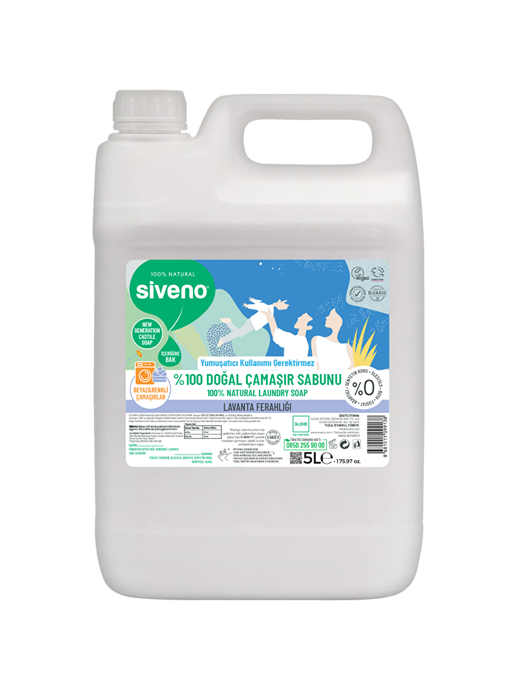 %100 Doğal Çamaşır Sabunu Bitkisel Deterjan Yumuşatıcı Gerektirmez Konsantre Vegan 5000 ml