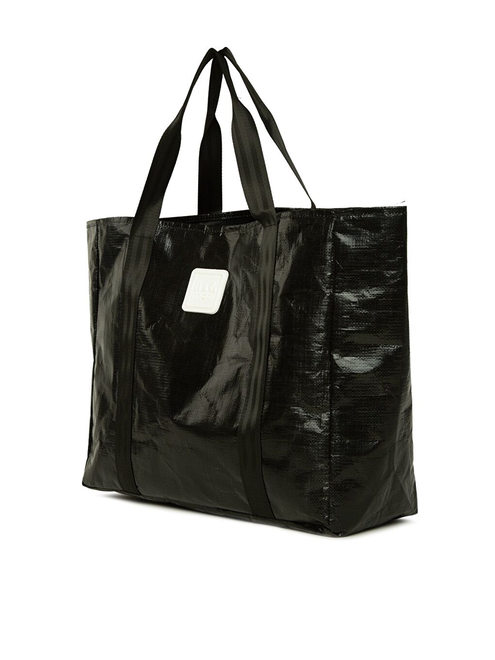 Siyah Çift Şeritli Maxi Boy Plaj Çantası-1