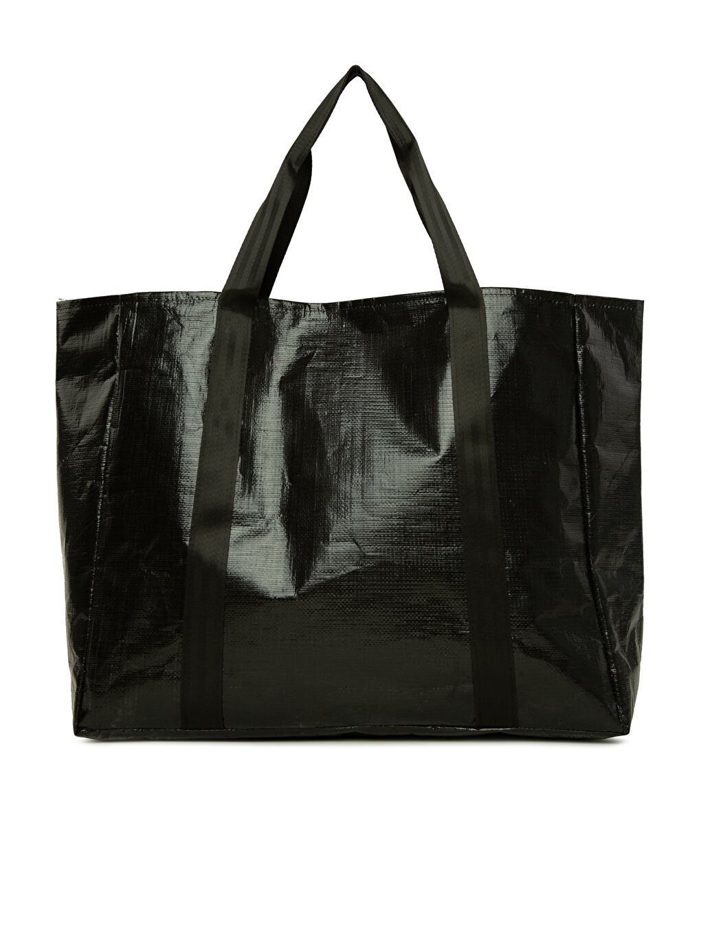 Siyah Çift Şeritli Maxi Boy Plaj Çantası-2