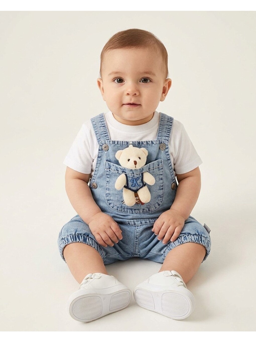 Mavi Erkek Bebek Yazlık Ayıcık Aksesuarlı 2'li Takım-1