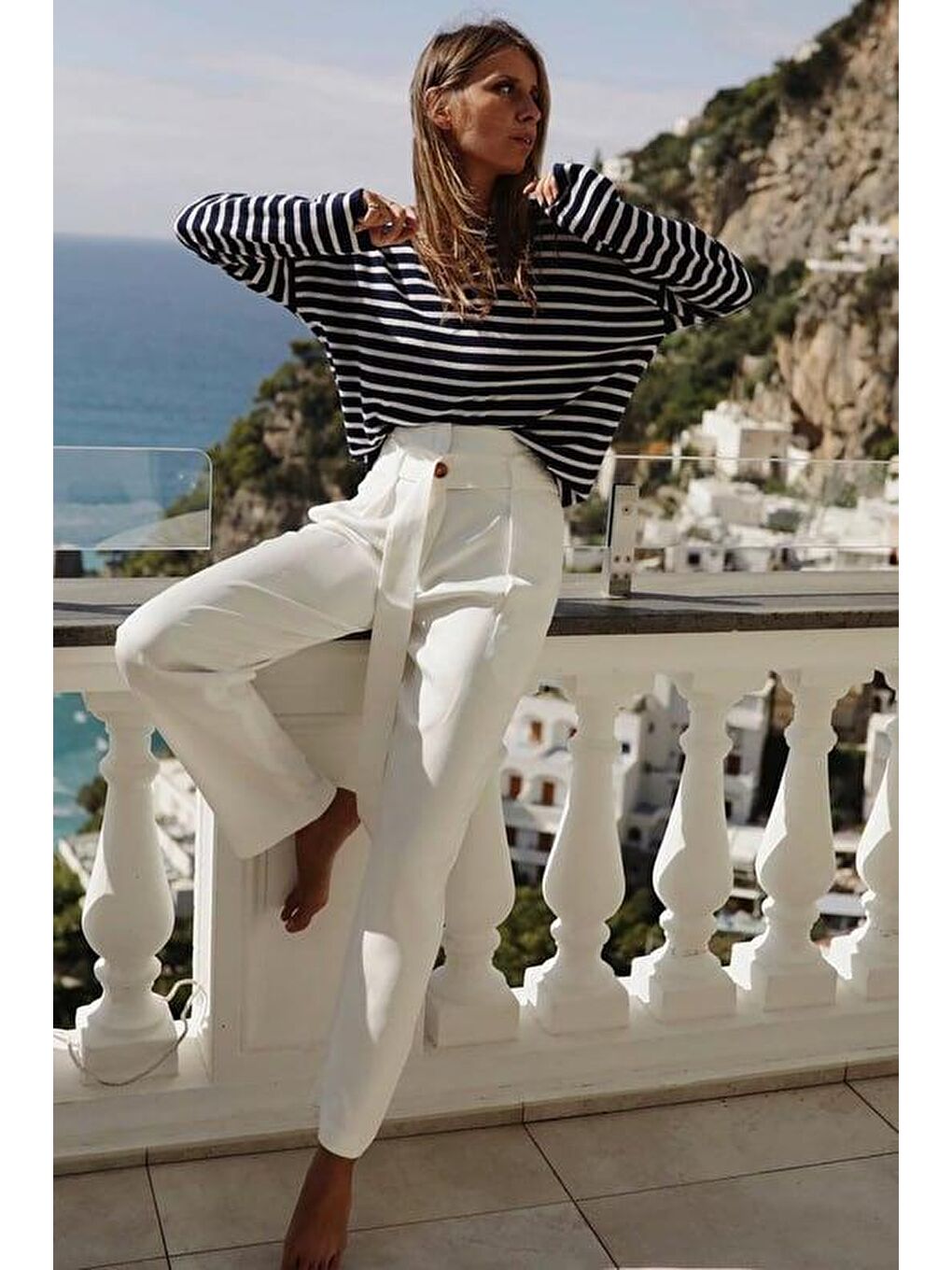 Lacivert Çizgili Sweatshirt Mg2572-1