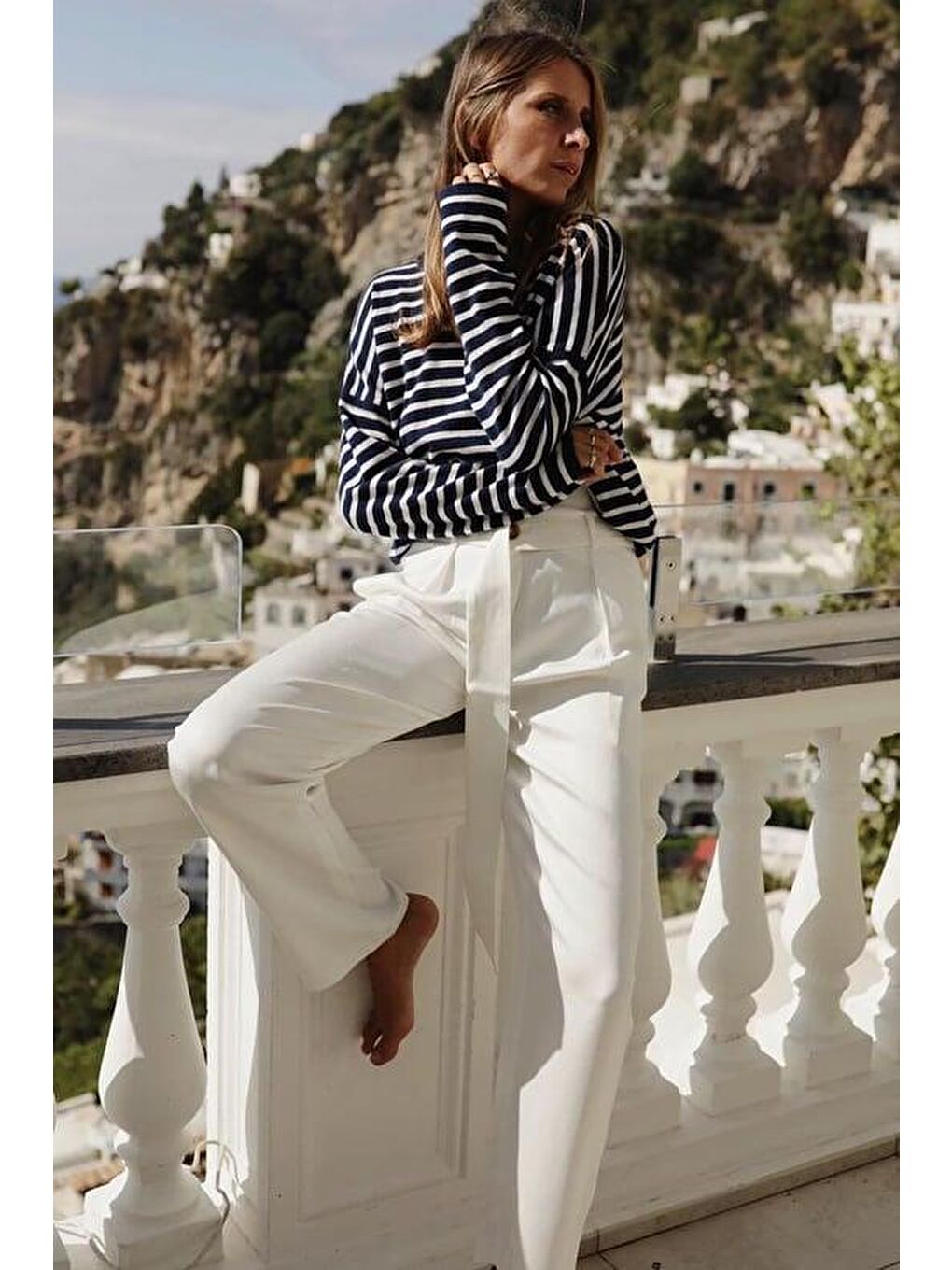 Lacivert Çizgili Sweatshirt Mg2572-2