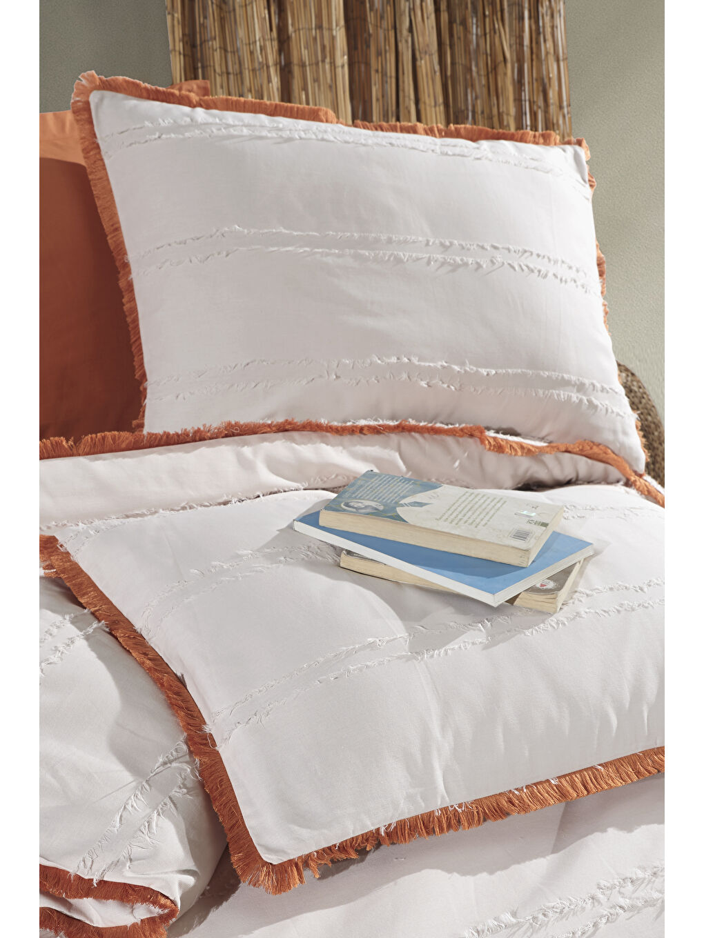 Bej %100 Pamuk Çift Kişilik Püsküllü Nevresim Seti Bonami Taş Rengi-1