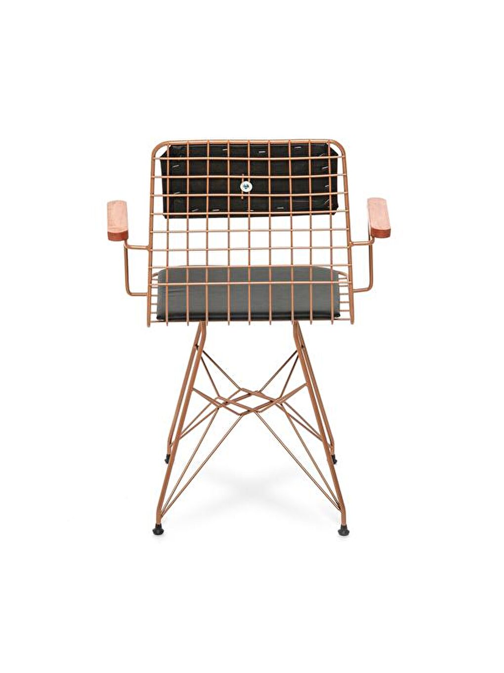 Kollu Tel Sandalye - Siyah / Bakır - 82x45x56 cm-3