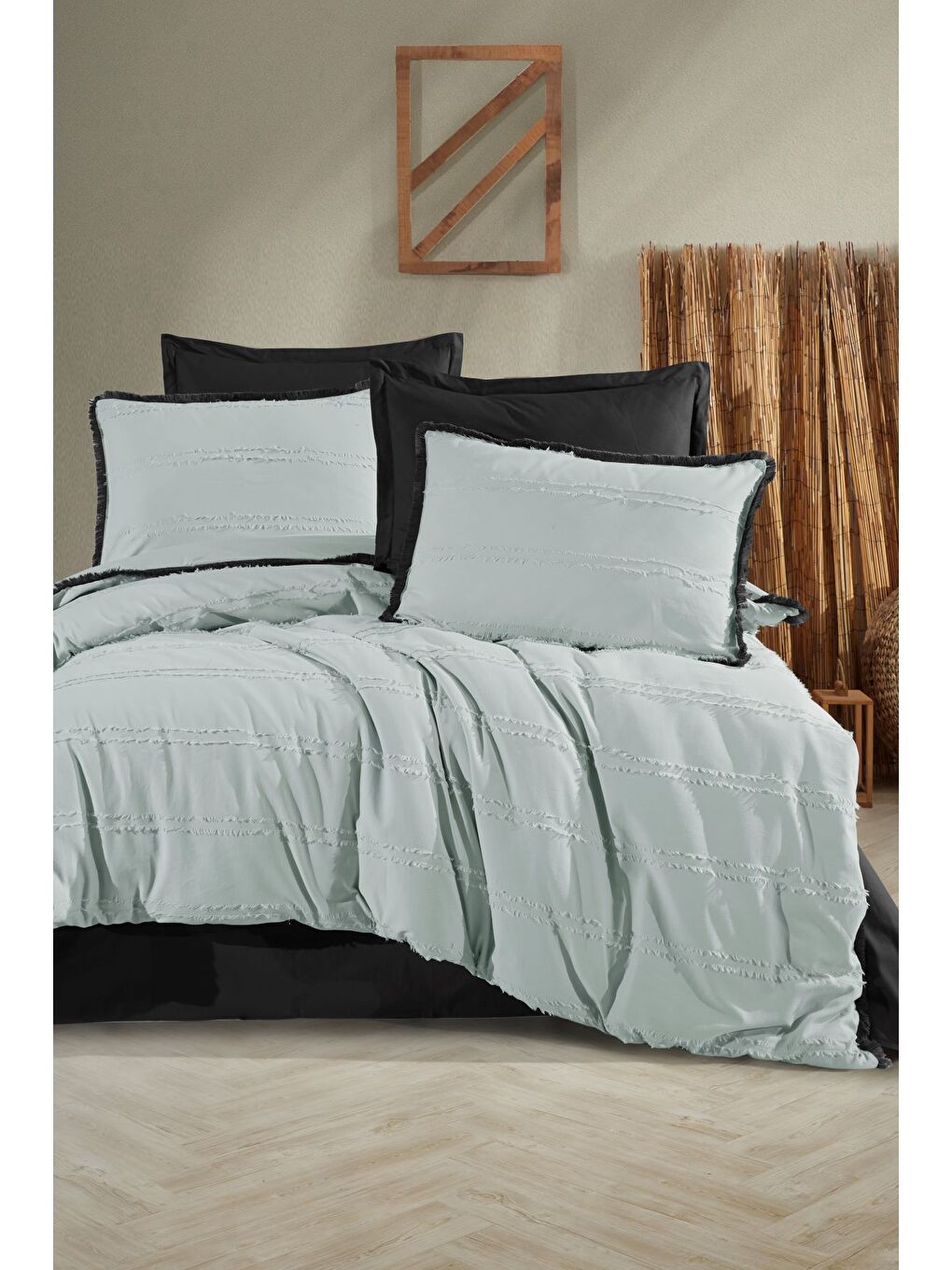 Yeşil %100 Pamuk Çift Kişilik Püsküllü Nevresim Seti Bonami Ada Çayı