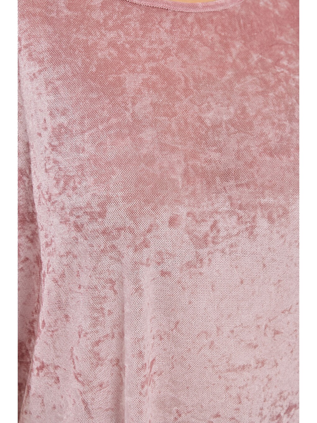 Pembe Yırtmaçlı Yumoş Kumaş T-shirt-6