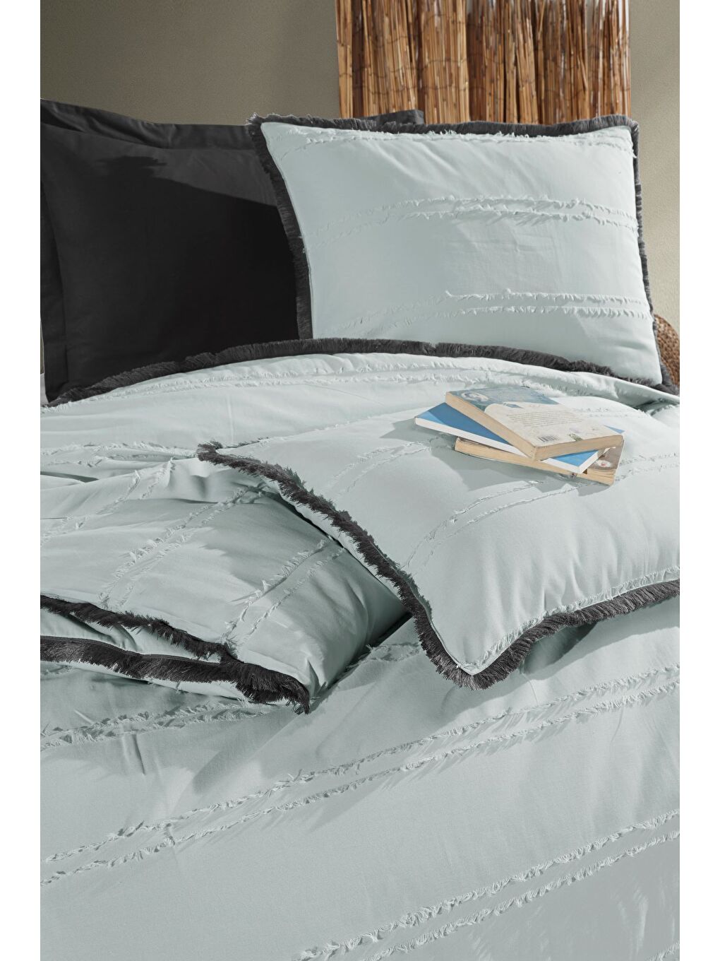 Yeşil %100 Pamuk Çift Kişilik Püsküllü Nevresim Seti Bonami Ada Çayı-3