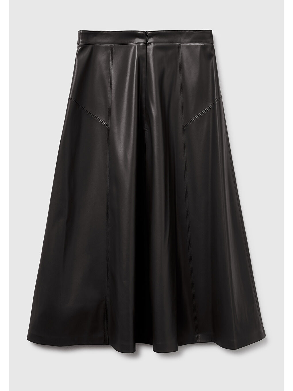 Kadın Siyah Yırtmaçlı Görünmez Fermuarlı Uzun Kloş Etek-3