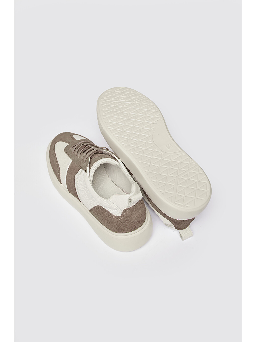 Bej Erkek Vizon-Beyaz Sneaker Spor Ayakkabı-1
