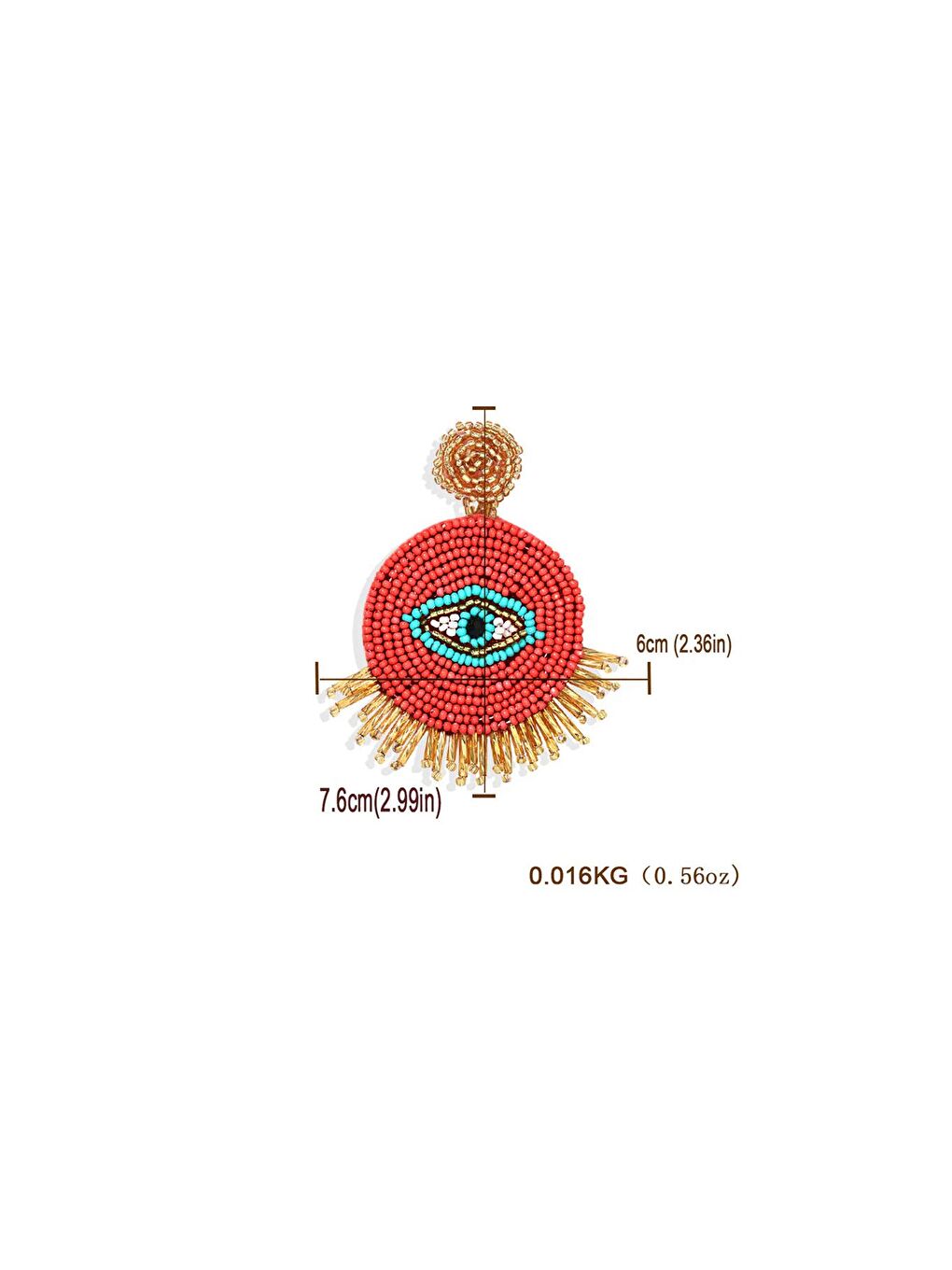Kırmızı El Yapımı Boncuklu Şans Gözü Küpe-3