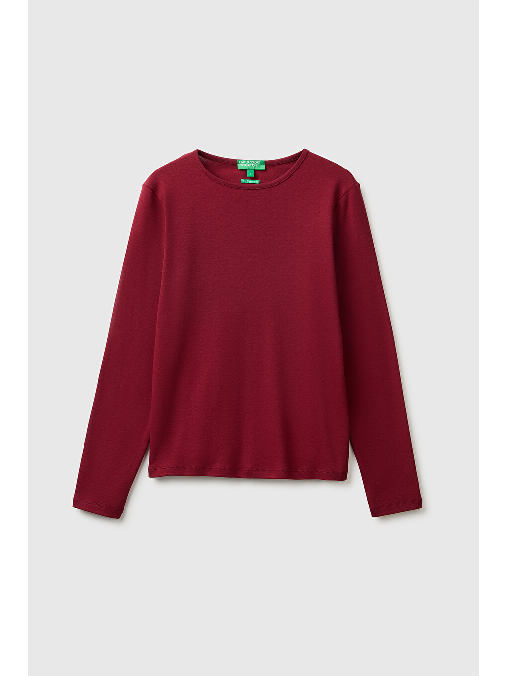 Kadın Mürdüm %100 Pamuk Slim Fit Ribanalı Uzun Kollu T-shirt-0