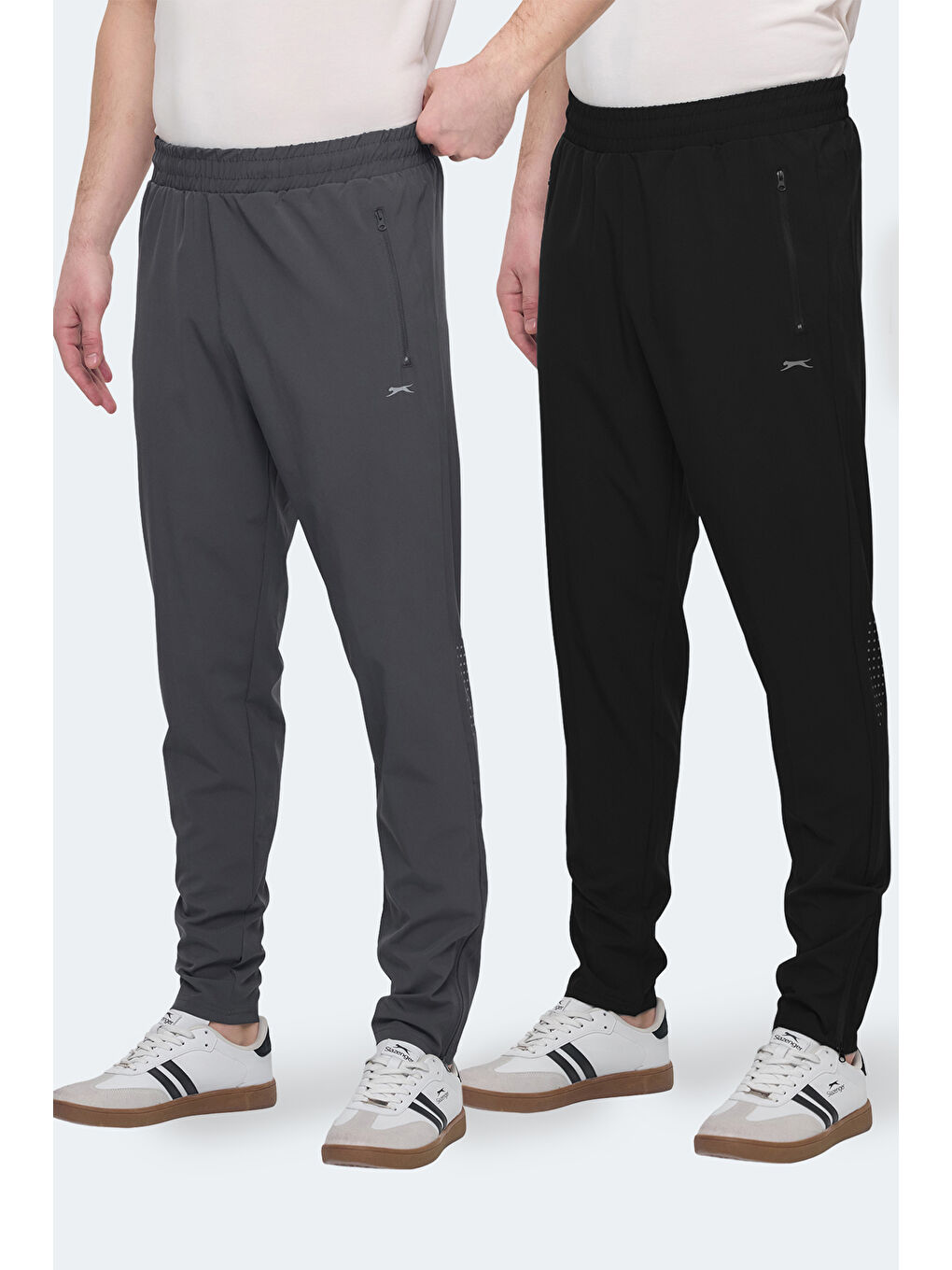 Karışık GRIET 2 Lİ SET Erkek Fermuar Cepli Dar Paça Siyah - Koyu Gri Eşofman Altı