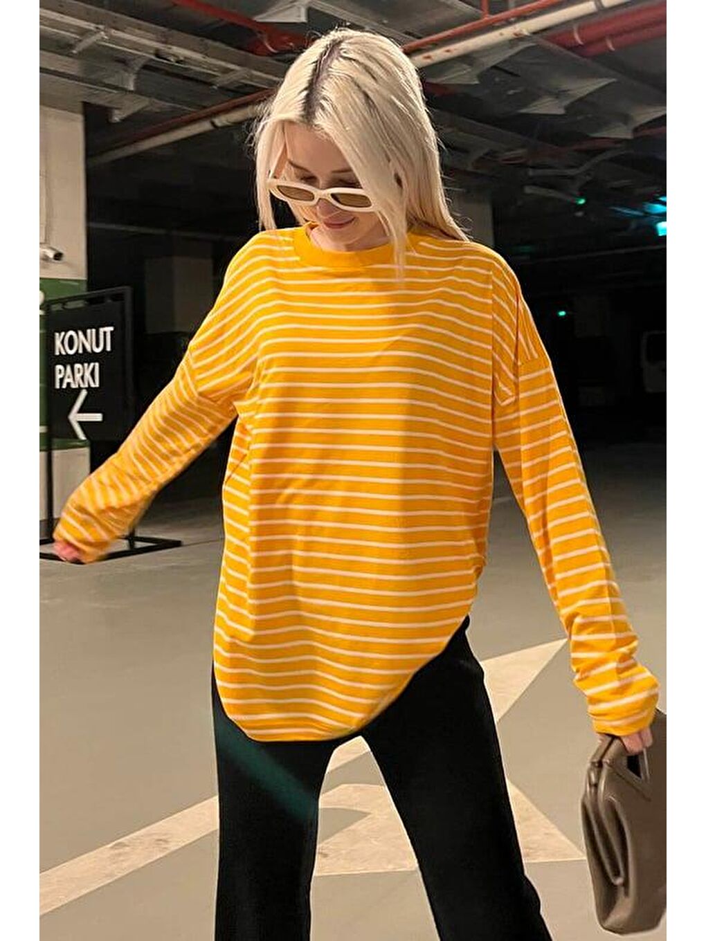 Turuncu Çizgili Sweatshirt Mg2572-3