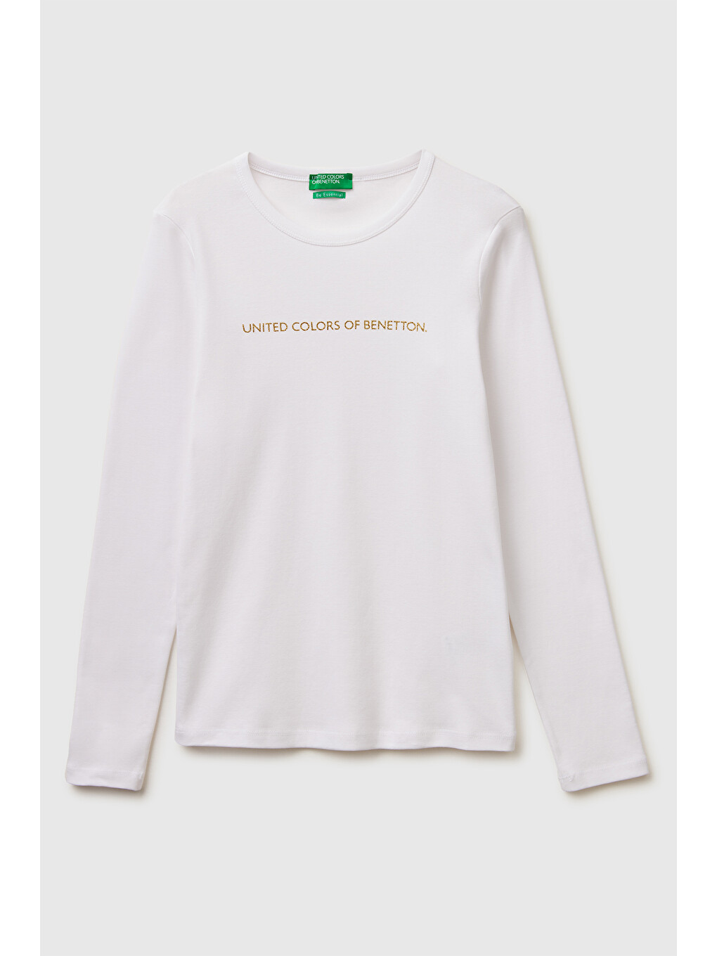 Kadın Beyaz %100 Pamuk Regular Fit Ribanalı Uzun Kollu T-shirt-1
