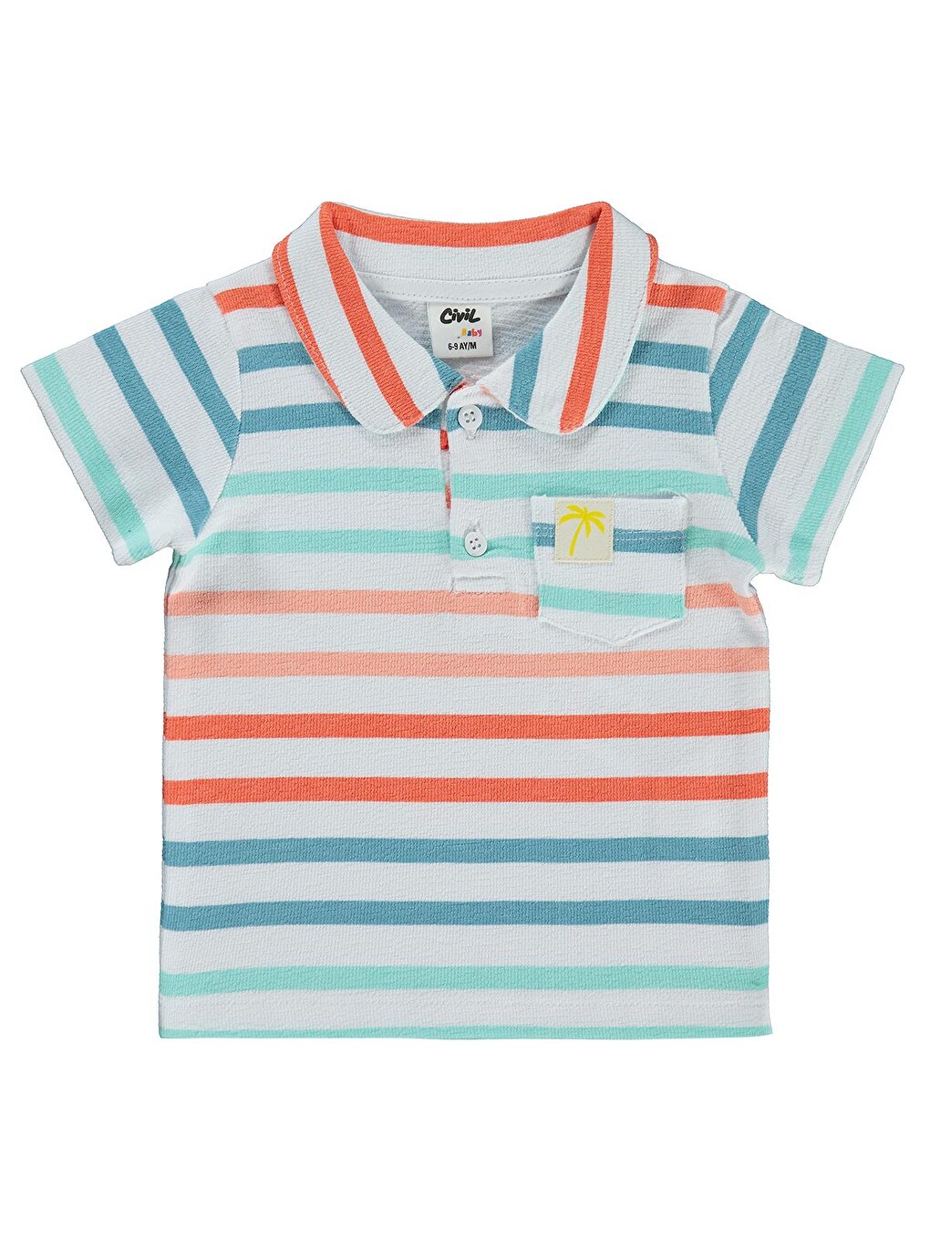 Baby Çizgili 6-18 Ay Tişört - Beyaz