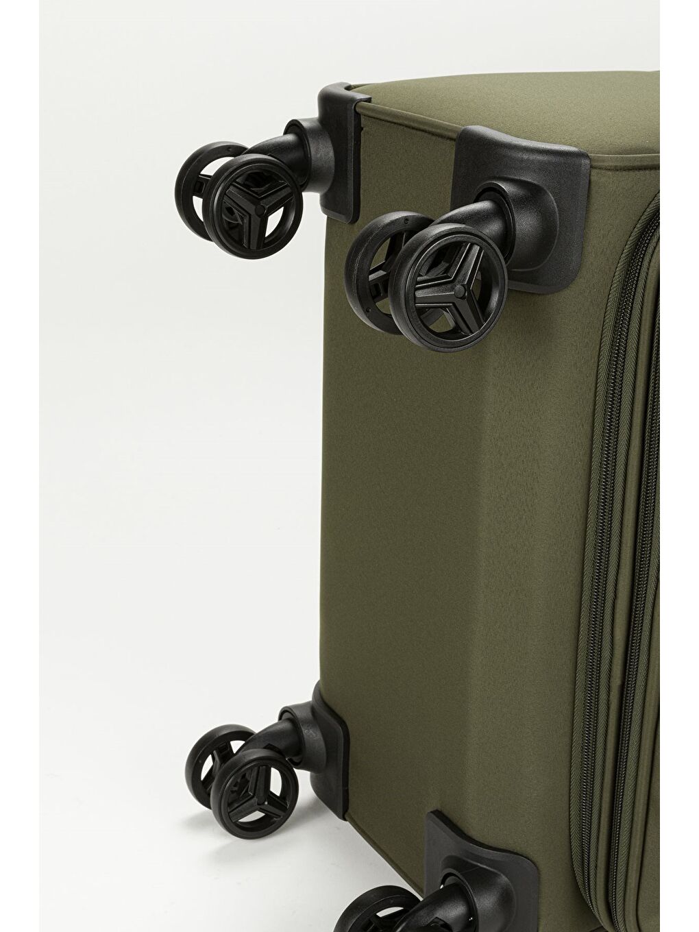 Unisex  Ekstra Hafif Haki Kumaş Kabin Boy Valiz-7