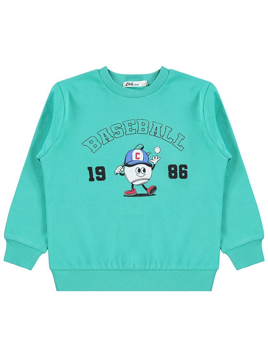 Haki Boys Baseball Baskılı 2-5 Yaş Sweatshirt Km - Yeşil 4-5 Yaş
