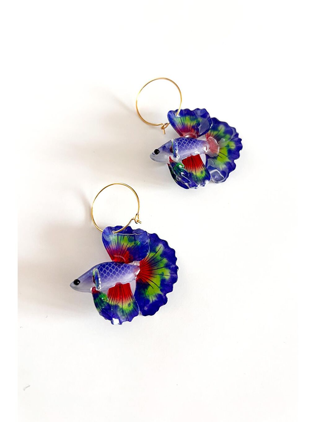 Lacivert Asetat Koi Balık Küpe-2