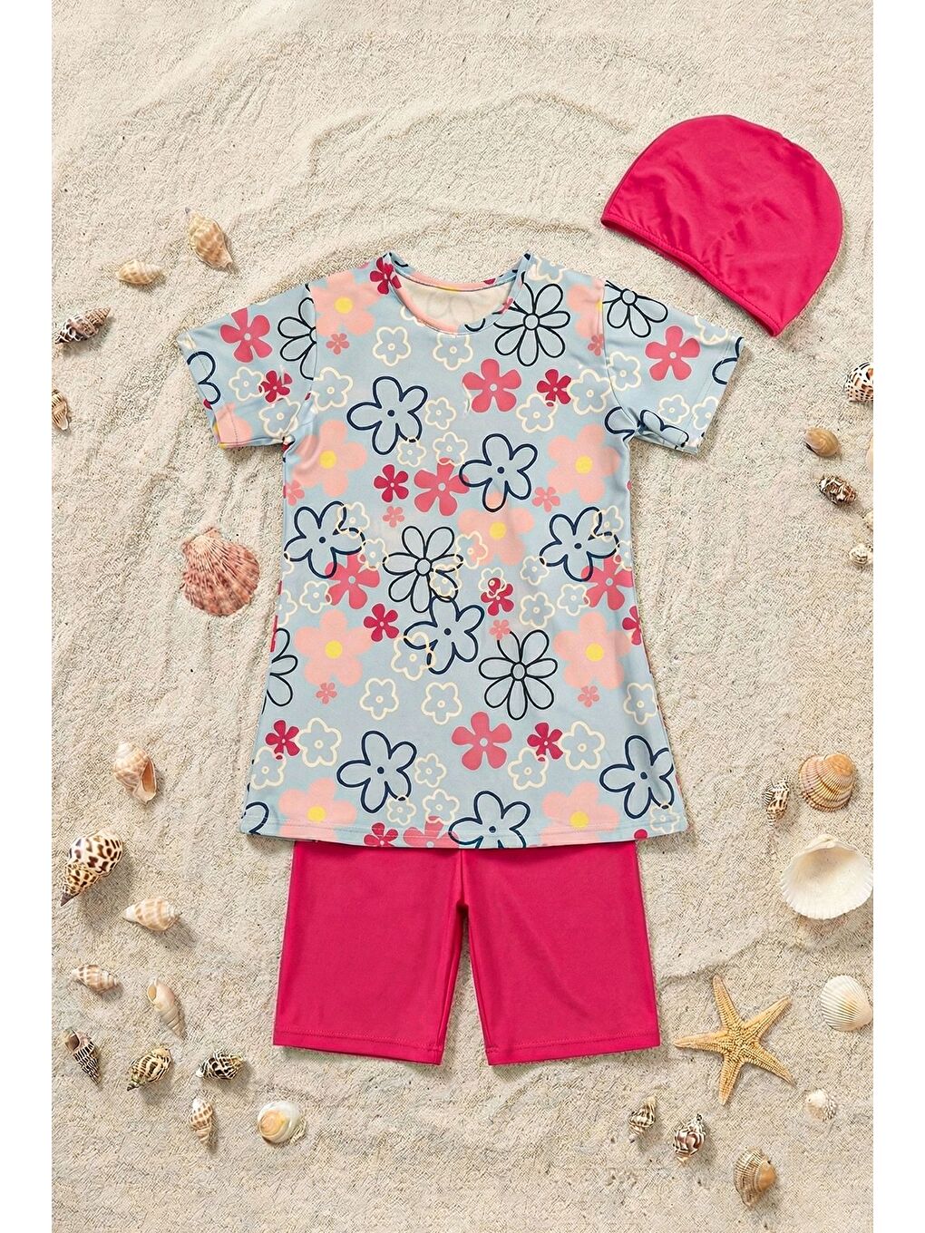 Mavi Daisy Bloom Kız Çocuk Mayo Takımı-1