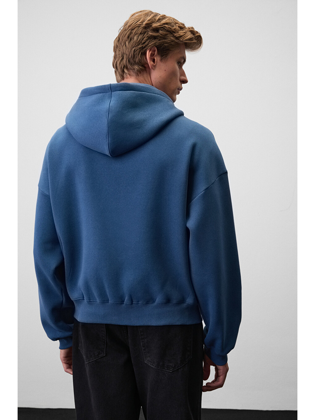 Songulo Erkek Fermuarlı Kapüşonlu Mavi Sweatshirt-5