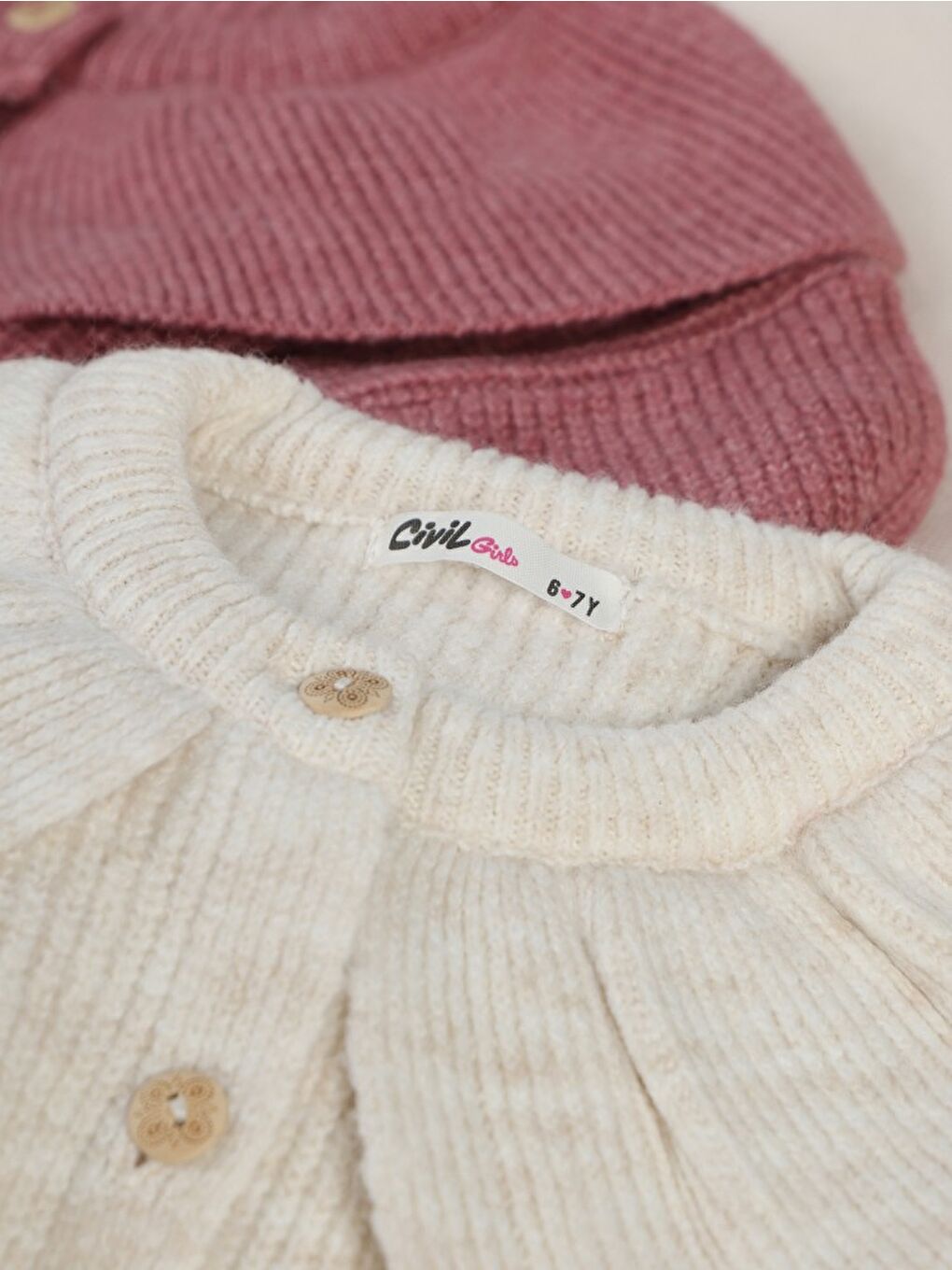 Girls Yakalı 6-9 Yaş Hırka - Bej 9-10 Yaş-1