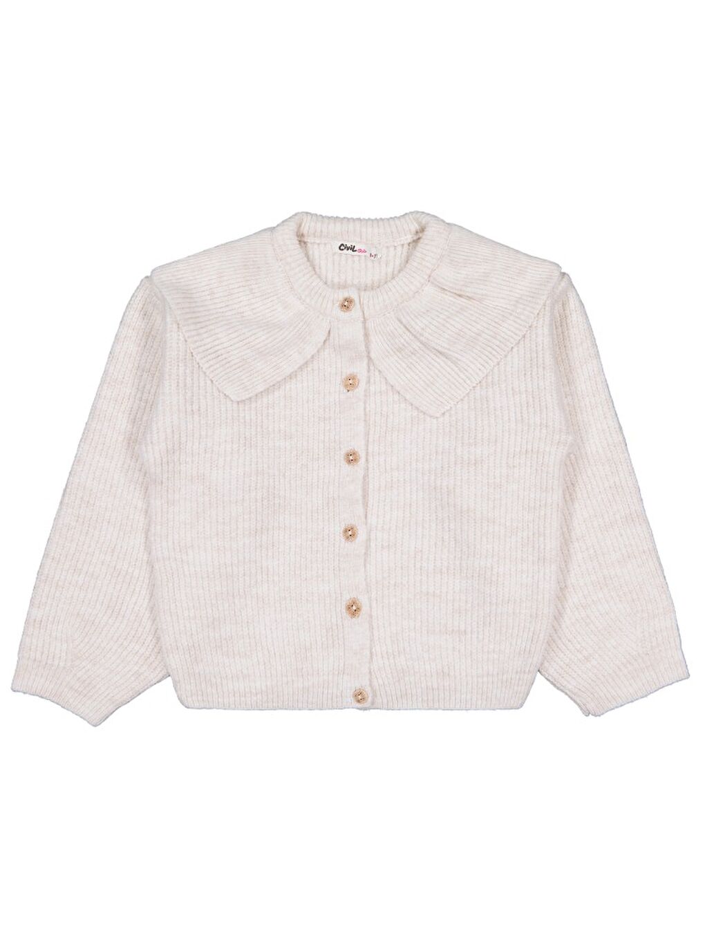 Girls Yakalı 6-9 Yaş Hırka - Bej 9-10 Yaş-3