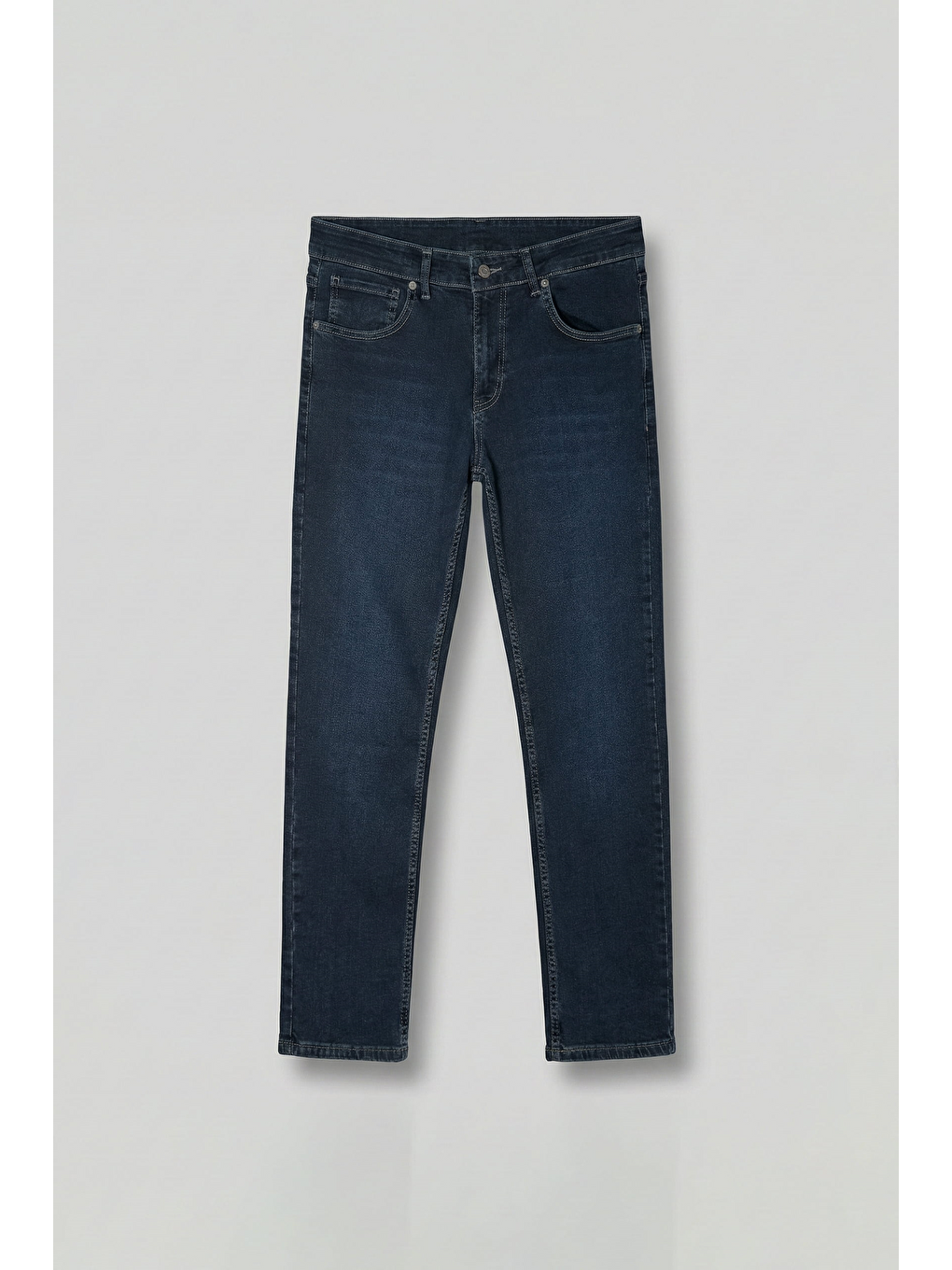 Erkek Regular Fit Kontrast Dikiş Detaylı Jean Pantolon Lacivert