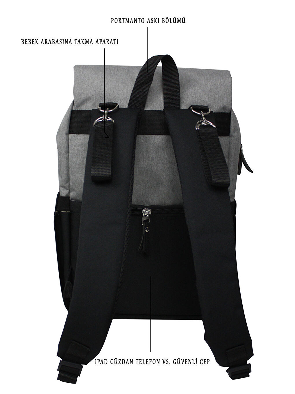 Working Mothers Bag Bebek Bakım Sırt Çantası Seti Siyah-2