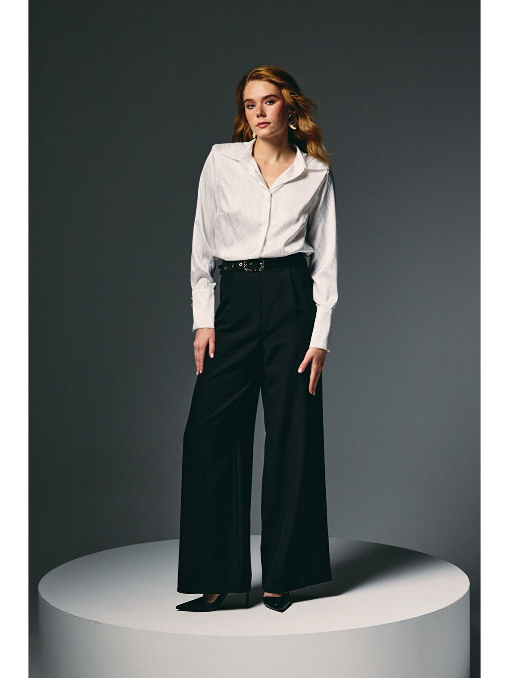 Kemerli Bol Pantolon - Siyah-2