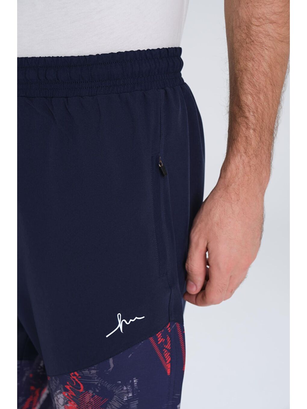 Desenli Lacivert Kırmızı Uzun Erkek Havuz Ve Deniz Şortu 248-2