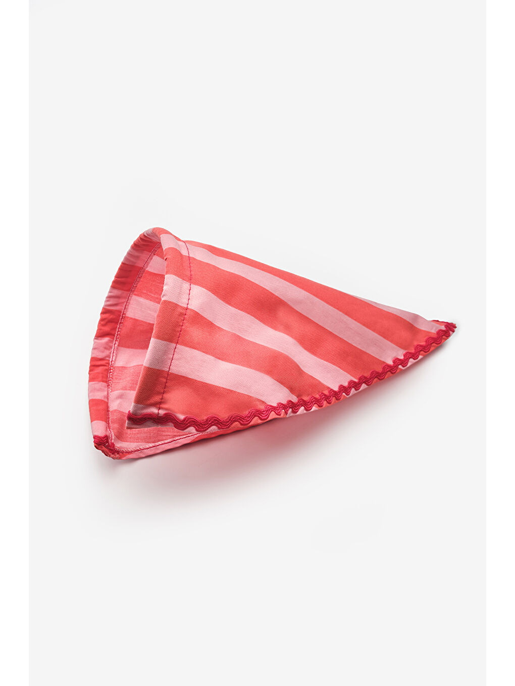 Kırmızı Çizgi Desenli Kız Çocuk Üçgen Fular Bandana Taç