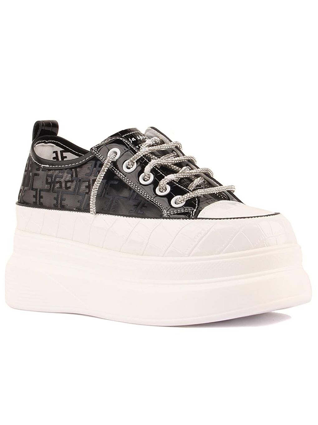 Siyah Yüksek Taban Kadın Sneaker 24Y345-9 Z-2