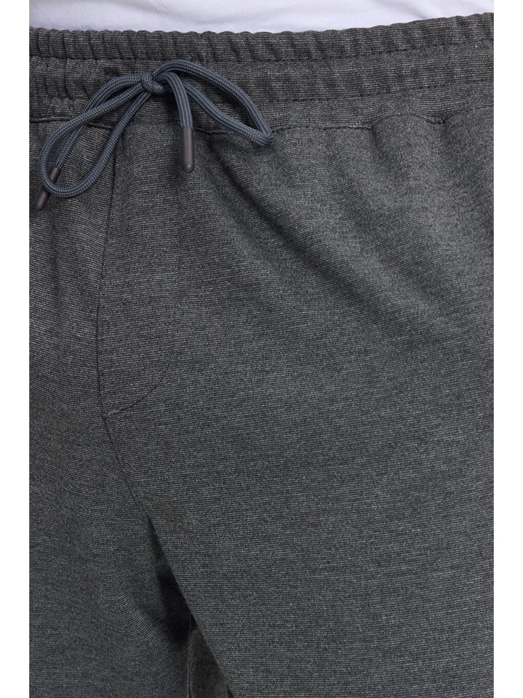 Erkek Regular Fit Klasik Kesim Beli Lastikli Bağcıklı Koyu Gri Jogger Pantolon-2