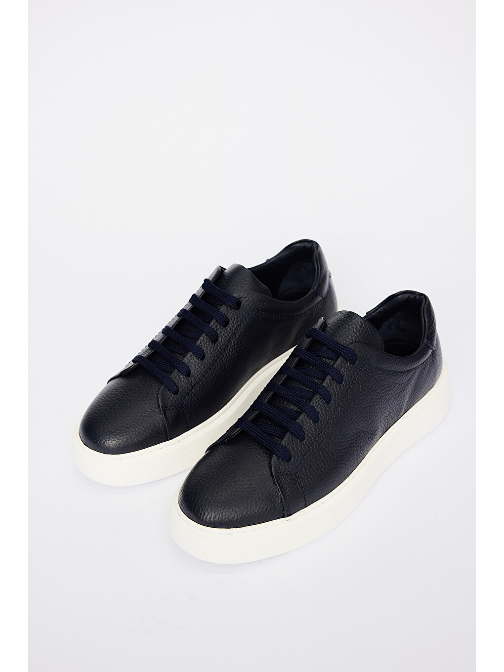 Erkek Lacivert %100 Deri Sneaker Ayakkabı-1