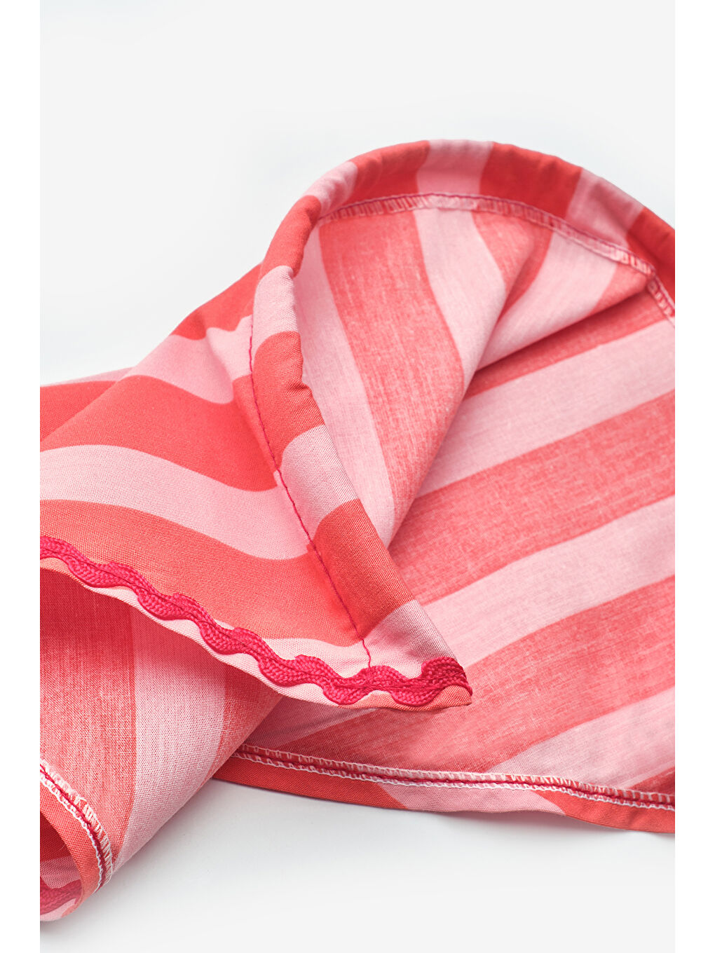Kırmızı Çizgi Desenli Kız Çocuk Üçgen Fular Bandana Taç-2