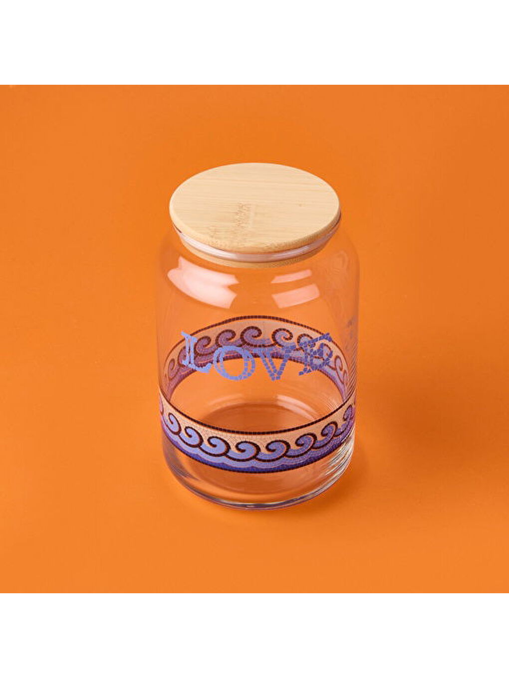 Karışık Blue Mosaiq Love Kapaklı Cam Kavanoz - Renkli - 970 ml-2