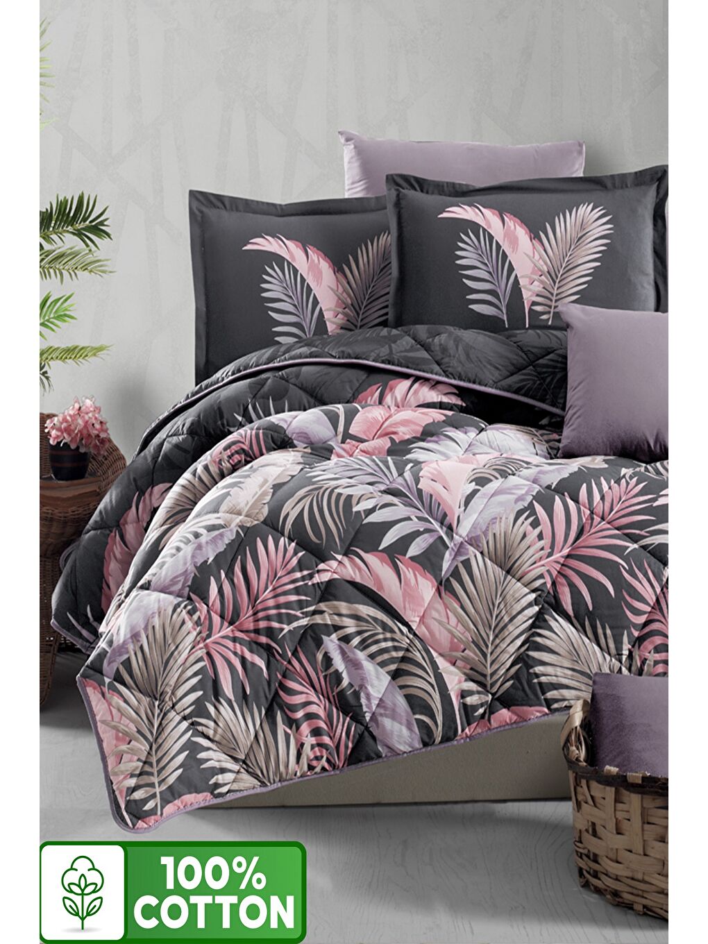 Antrasit Ranforce %100 Pamuk Battal Boy Uyku Seti 260x240 Cm Hena